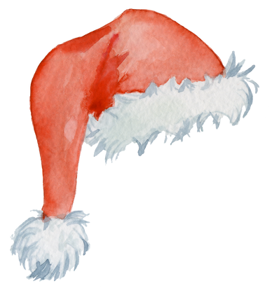 watercolor Christmas Santa hat