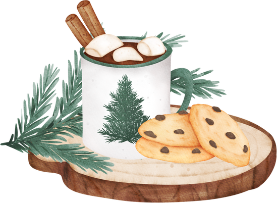 Cookies and Hot chocolate with Christmas decoration